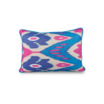 Pembe Mavi El Dokuma İkat İpek Yastık