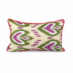 Yeşil Pembe El Dokuma İkat ipek Yastık